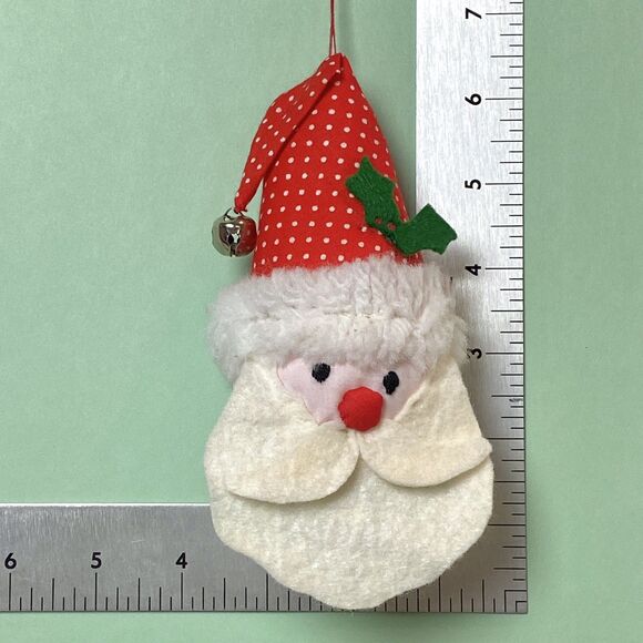 Vintage Santa Claus Ornament Christmas Felt & Fabric Jingle Bell Holiday Decor - Picture 4 of 4